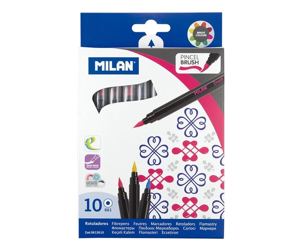 Milan Fibre Brush Pens (10 Pk) 1 Milan Fibre Brush Pens (10 Pk)