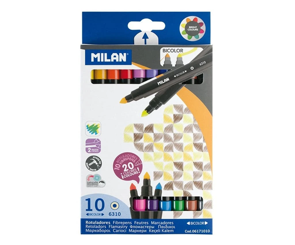 Milan Water-Based Bicolor Fibrepens (Pack Of 10) 1 Milan Water-Based Bicolor Fibrepens (Pack Of 10)