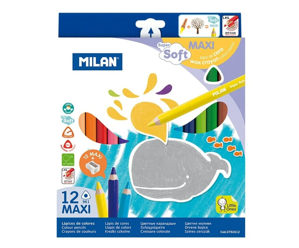 Milan Maxi Super Soft Coloured Pencils (12 Pack) 1 Milan Maxi Super Soft Coloured Pencils (12 Pack)