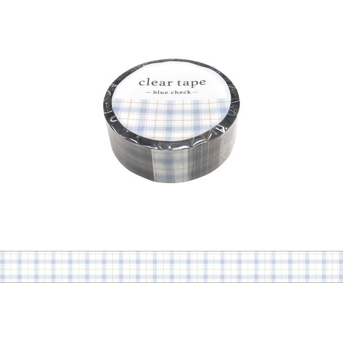 Mind Wave Clear Tape 15mm - Blue Check 1 Mind Wave Clear Tape 15mm - Blue Check