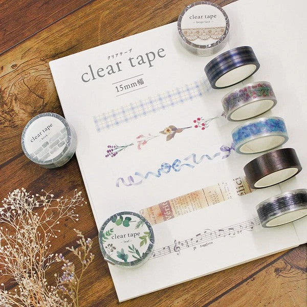 Mind Wave Clear Tape 15mm - Blue Check 2 Mind Wave Clear Tape 15mm - Blue Check - Image 2