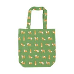 Playful Shiba Parade Cotton Tote Bag - A4 Size
