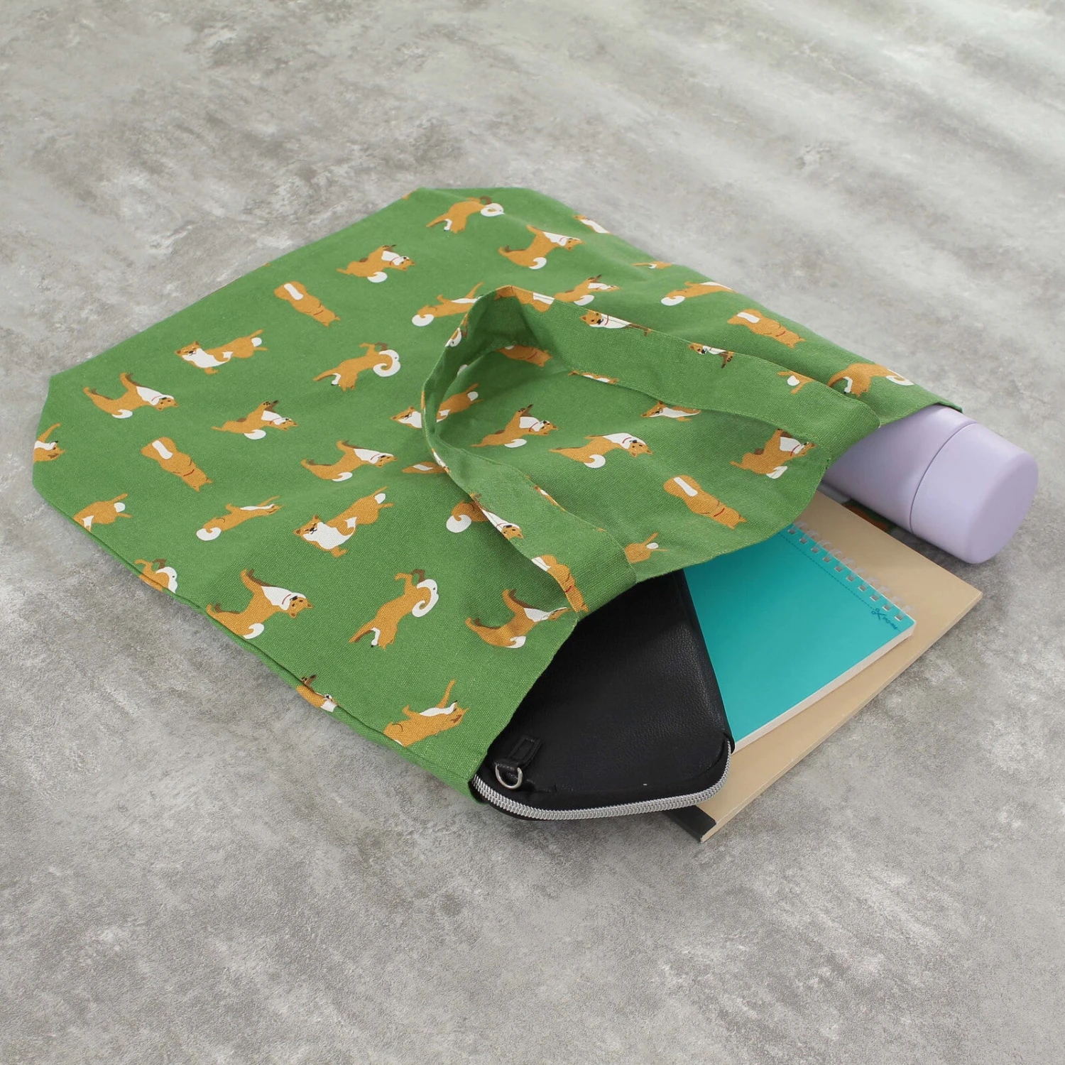 Playful Shiba Parade Cotton Tote Bag - A4 Size 4 Playful Shiba Parade Cotton Tote Bag - A4 Size - Image 4