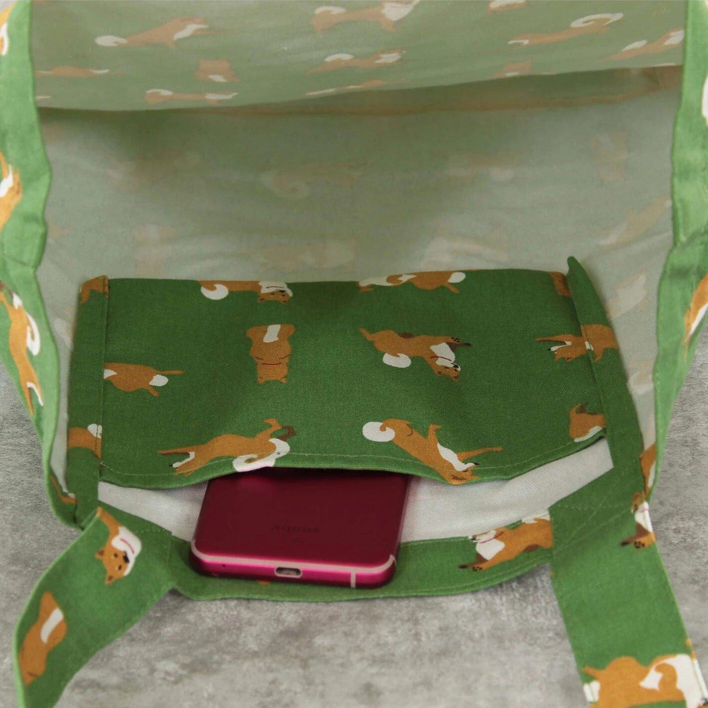 Playful Shiba Parade Cotton Tote Bag - A4 Size 3 Playful Shiba Parade Cotton Tote Bag - A4 Size - Image 3