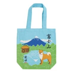 Shiba Inu & Mount Fuji Cotton Tote Bag