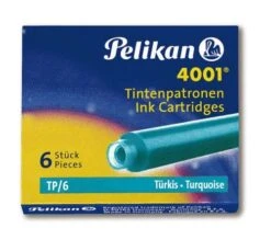 Pelikan 4001 Fountain Pen Ink Cartridges (Pack Of 6) -Stationery Sale Store 301705 2007 ink cartridges 4001 tp6 turquoise 3 2670
