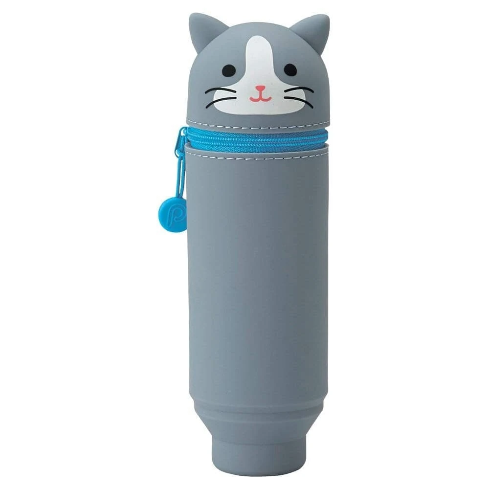 LIHIT LAB PuniLabo Stand Pen Case - Grey Cat 2 LIHIT LAB PuniLabo Stand Pen Case - Grey Cat - Image 2