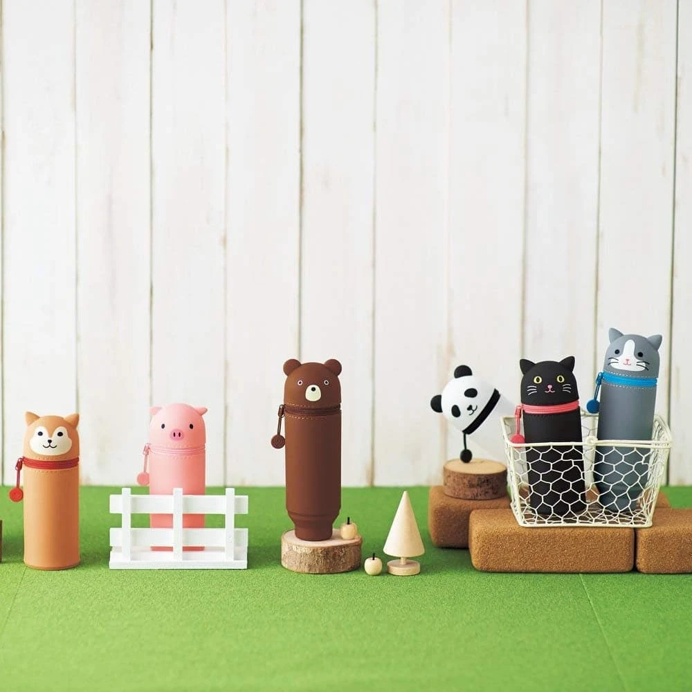 LIHIT LAB PuniLabo Stand Pen Case - Grey Cat 4 LIHIT LAB PuniLabo Stand Pen Case - Grey Cat - Image 4