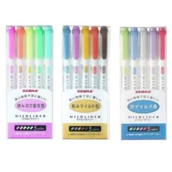 Zebra Mildliner Twin Tip Highlighters - Set Of 5