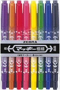 Zebra Mackie Marker - 8 Pack