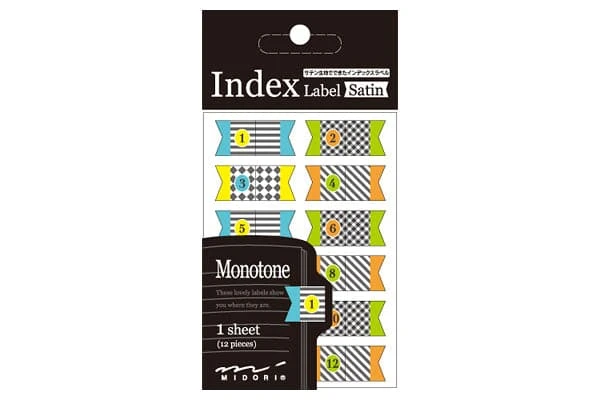 Midori -- Index Label Satin -- Monotone 1 Midori -- Index Label Satin -- Monotone