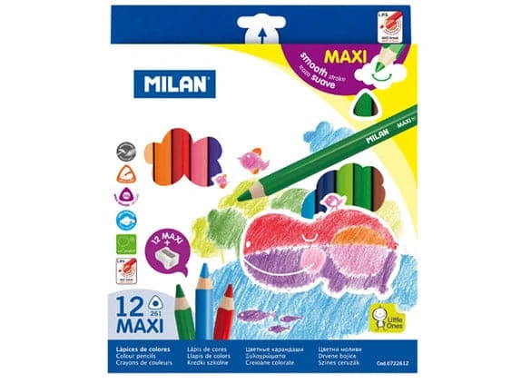 Milan -- 12-pack Maxi Triangular Coloured Pencils 1 Milan -- 12-pack Maxi Triangular Coloured Pencils