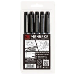 Kuretake ZIG Cartoonist Mangaka Black Assortment Set (Set Of 5)