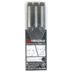 Kuretake ZIG Cartoonist Mangaka Black Assortment Set (Set Of 3)