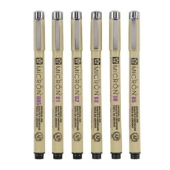 Sakura Pigma Micron Wallet 6 Fineliners, Black