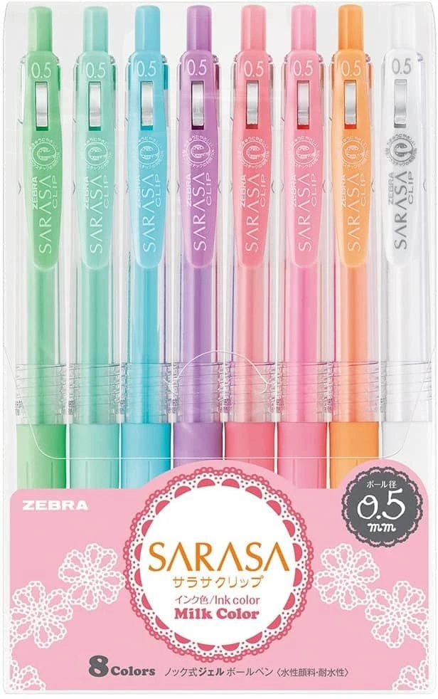 Zebra Sarasa Milk Colours 0.5mm - 8 Pen Set 1 Zebra Sarasa Milk Colours 0.5mm - 8 Pen Set