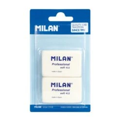 MILAN Professional Soft 412 White Erasers [Pack Of 2] -Stationery Sale Store BMM10442 01 1
