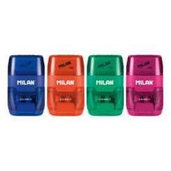 MILAN COMPACT Sharpener + 2 X Erasers [assorted Colours] -Stationery Sale Store BYM10140 02