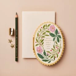 Wanderlust Pink Flora 'Merry Christmas' Card