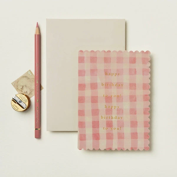 Wanderlust Pink Gingham Happy Birthday To You 1 Wanderlust Pink Gingham Happy Birthday To You