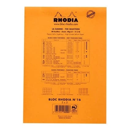 Rhodia No. 16 Head Stapled Pad (A5, Grid) 3 Rhodia No. 16 Head Stapled Pad (A5, Grid) - Image 3
