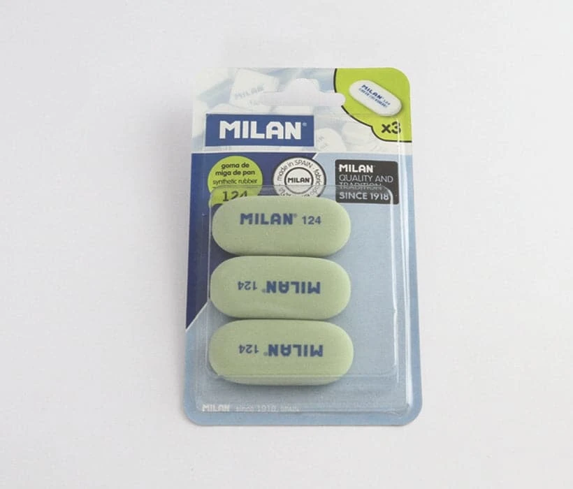 Milan -- Synthetic Rubber Eraser 124 -- Pack Of 3 2 Milan -- Synthetic Rubber Eraser 124 -- Pack Of 3 - Image 2