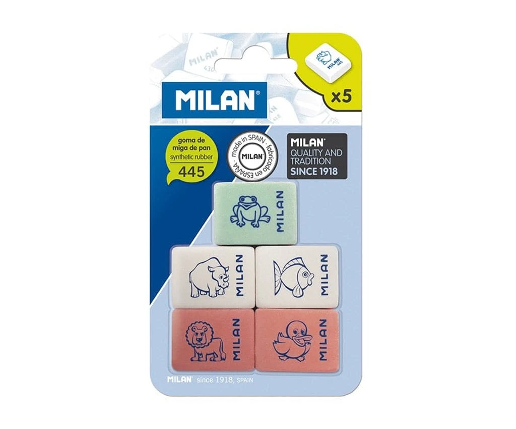 Milan -- Synthetic Rubber Erasers 445 -- Pack Of 5 1 Milan -- Synthetic Rubber Erasers 445 -- Pack Of 5