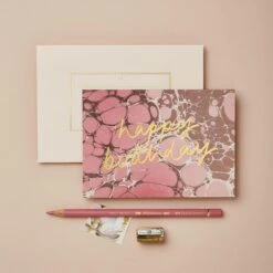 Wanderlust Pink Marble Birthday Card