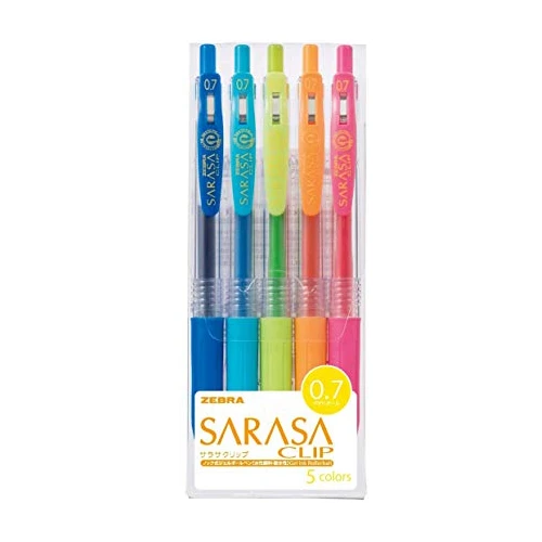 Zebra Sarasa Clip Gel Retractable Pen - 0.7mm - 5 Pack 1 Zebra Sarasa Clip Gel Retractable Pen - 0.7mm - 5 Pack