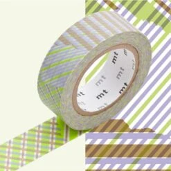 MT Masking Tape -- 1P Deco -- Stripes-Checked Green