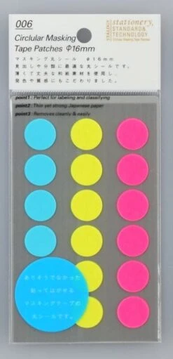 Stalogy Masking Dots - Circular Masking Tape Patches (16mm) -Stationery Sale Store neon 16mm