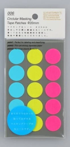 Stalogy Masking Dots - Circular Masking Tape Patches (20mm) 27 Stalogy Masking Dots - Circular Masking Tape Patches (20mm) -Stationery Sale Store neon 20mm