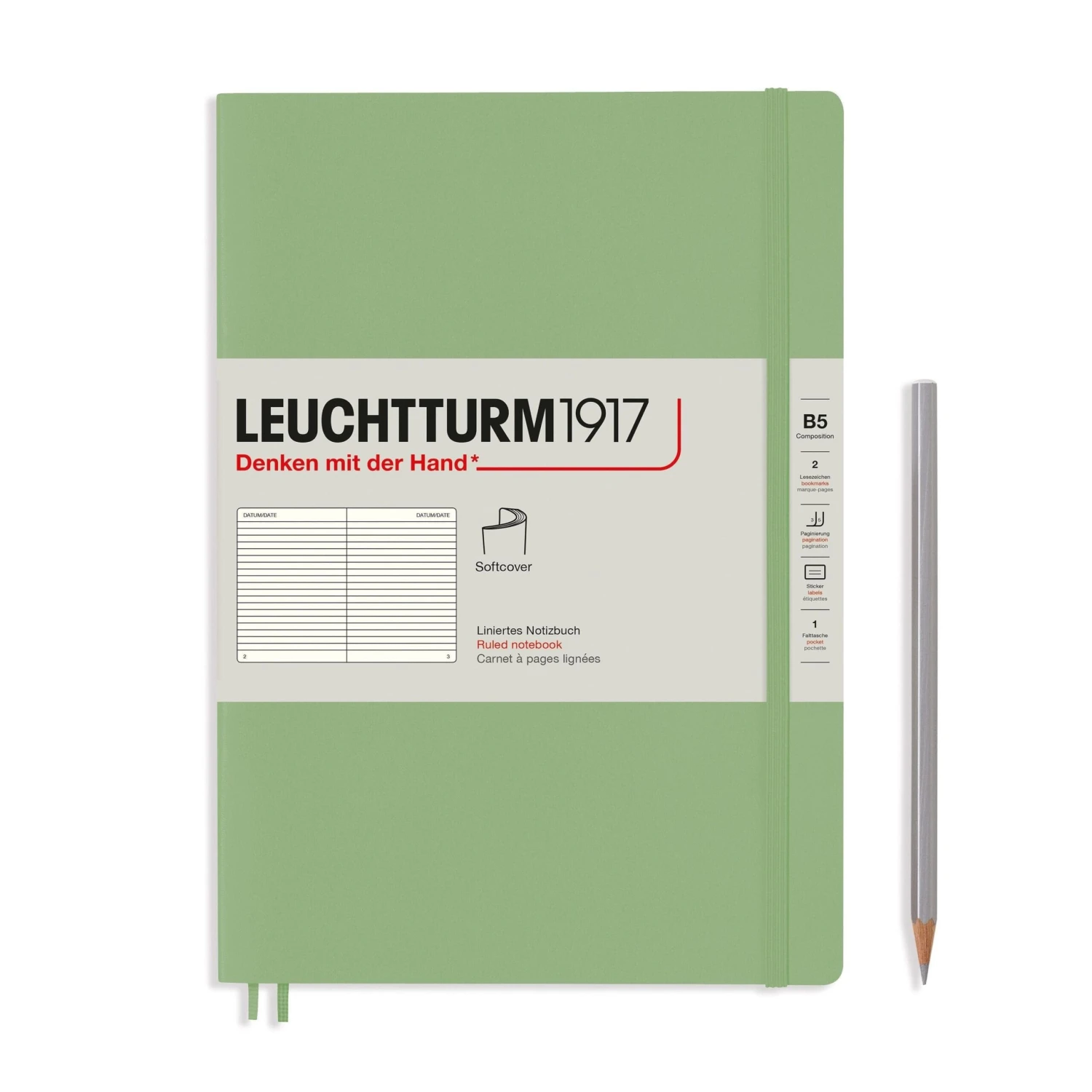 Leuchtturm1917 Softcover Notebook B5 - Sage 2 Leuchtturm1917 Softcover Notebook B5 - Sage - Image 2