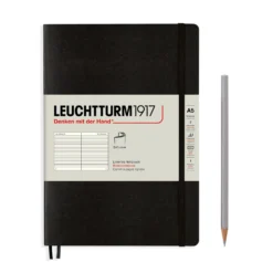 Leuchtturm 1917 Softcover A5 Notebook - Black 5 Leuchtturm 1917 Softcover A5 Notebook - Black -Stationery Sale Store notebook medium a5 softcover 123 numbered pages black ruled scaled