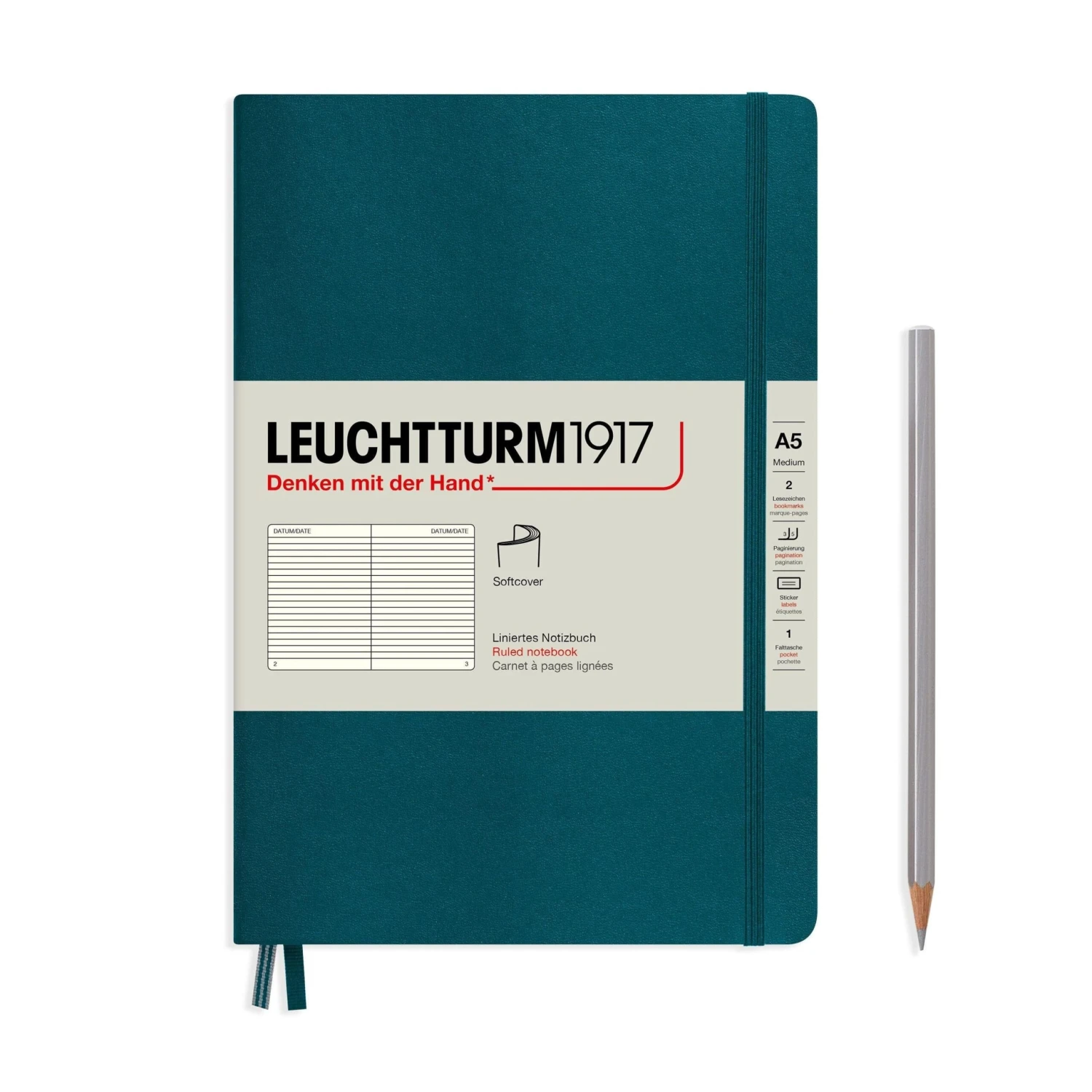 Leuchtturm 1917 Softcover A5 Notebook - Pacific Green 3 Leuchtturm 1917 Softcover A5 Notebook - Pacific Green - Image 3