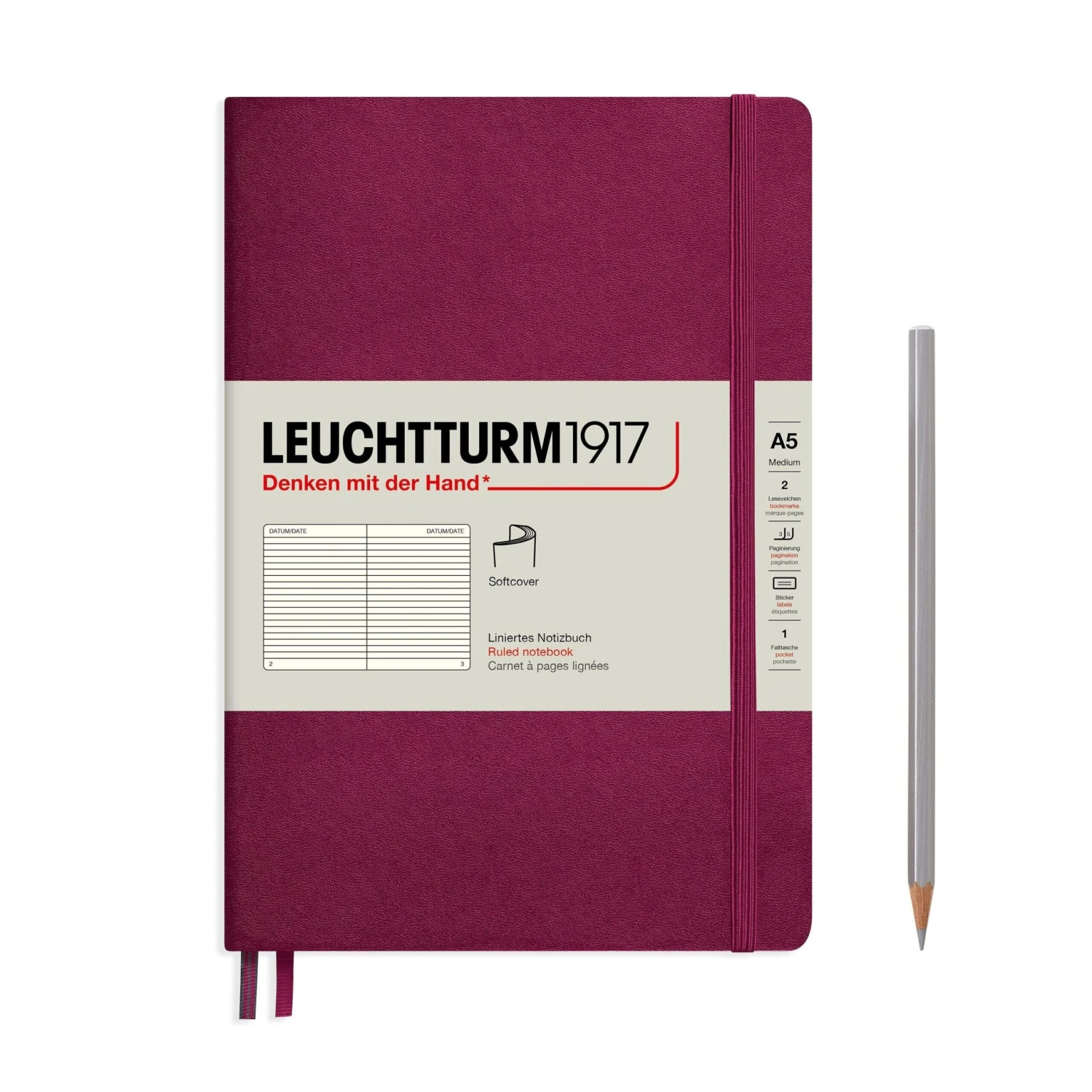 Leuchtturm 1917 Softcover A5 Notebook - Port Red 2 Leuchtturm 1917 Softcover A5 Notebook - Port Red - Image 2
