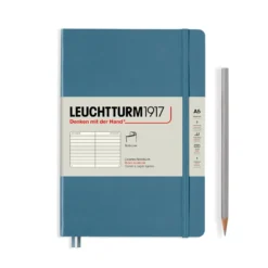 Leuchtturm 1917 Softcover A5 Notebook - Stone Blue 5 Leuchtturm 1917 Softcover A5 Notebook - Stone Blue -Stationery Sale Store notebook medium a5 softcover 123 numbered pages stone blue ruled scaled