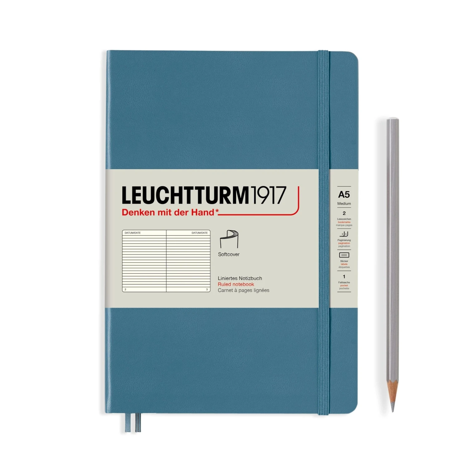 Leuchtturm 1917 Softcover A5 Notebook - Stone Blue 3 Leuchtturm 1917 Softcover A5 Notebook - Stone Blue - Image 3