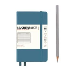 Leuchtturm 1917 Notebook, A6 - Stone Blue -Stationery Sale Store notebook pocket a6 hardcover 187 numbered pages stone blue ruled