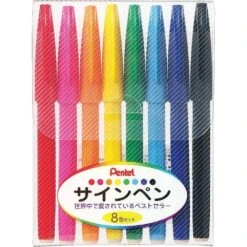 Pentel Sign Pen 8 Colour Pack -Stationery Sale Store pentel sign pen 7 pack