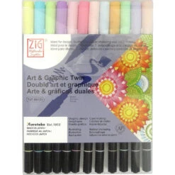 Kuretake ZIG Art & Graphic Twin Marker [12 Colour Set] -Stationery Sale Store t010000017061
