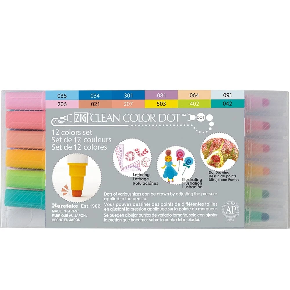 Kuretake ZIG Clean Color Dot Marker Pen (Set Of 12) 1 Kuretake ZIG Clean Color Dot Marker Pen (Set Of 12)