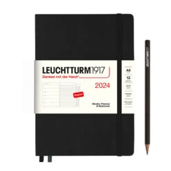 Leuchtturm1917 2024 Weekly Planner & Notebook (A5) -Stationery Sale Store weekly planner notebook medium a5 2024 with booklet black english b5704740 661f 4f8c 89d9 ac45e7007e47