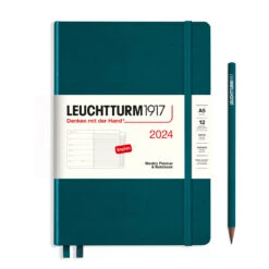 Leuchtturm1917 2024 Weekly Planner & Notebook (A5) -Stationery Sale Store weekly planner notebook medium a5 2024 with booklet pacific green english 9be60941 9b25 4a76 a35d 74b0078ce1ed