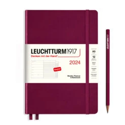 Leuchtturm1917 2024 Weekly Planner & Notebook (A5) -Stationery Sale Store weekly planner notebook medium a5 2024 with booklet port red english 83c123d7 2409 4738 b743 57dba34b8ce8