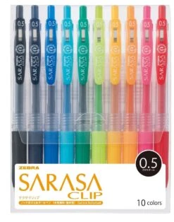 Zebra Sarasa Clip Gel Retractable Pen - 0.5mm - Pack Of 10