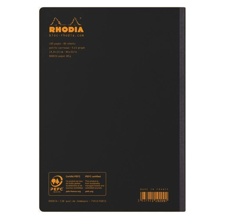 Rhodia Composition Book (A5, Grid) - Black 2 Rhodia Composition Book (A5, Grid) - Black - Image 2
